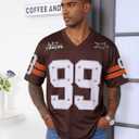 Oversized Tshirts for Men Women Graphic Tees Y2k Tops Jersey Shirts V Neck Short Sleeve Summer Fashion Clothes (Brown, M)