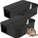 Rat Station Box with 1 Key, Complete Rodent Solution Keeps Rats Away, Pet & Child-Safe, Lock & Key, Reusable & Long-Lasting, Indoor & Outdoor, 2 Pack (Black)