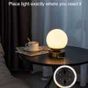 Battery Operated Rechargeable Wall Sconce Single, Brushed Gold Opal Glass Globe Wall Lamp, Wireless Touch & Remote Control, Dimmable 3 CCT + 12 RGB Colors for Bedroom Living Room Hallway