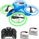 Dwi Dowellin 4.9 Inch Mini Drone for Kids LED Night Lights One Key Take Off Landing Flips RC Remote Control Small Flying Toys Drones for Beginners Boys and Girls Adults Nano Quadcopter, Blue