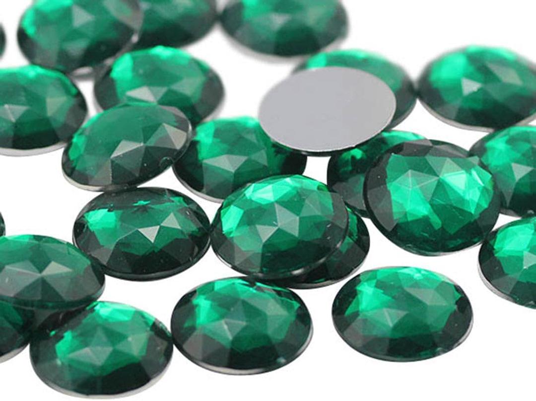 30mm Flat Back Round Acrylic Rhinestones Plastic Circle Gems for Costume Making Cosplay Jewels Pro Grade Embelishments - 12 Pieces (Green Emerald H106)
