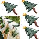 4 Pcs Christmas Stocking Holders Iron Mantel Weighted Hangers with Protective Pad Heavy Duty Xmas Hooks for Mantle Wrought Iron Stocking Holder for Fireplace Home Shelf (Christmas Tree)