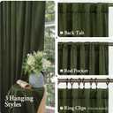 LAMIT Olive Green Velvet Curtains for Living Room 102 Inch Length, Room Darkeing Blackout Panels Luxury Thermal Insulated Back Tab and Rod Pocket Window Drapes for Bedroom, 2 Panels, 52 x 102 Inch