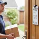 Please Leave Parcels Here Sign Removable Custom Text Delivery Notice All Packages To Front Door Parcel Box Sign For Outside Rust-Free Heavy Duty Weather Resistant - 1 Pack