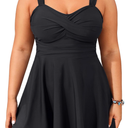 Aqua Eve Plus Size Two Piece Swimsuits for Women Tankini Bathing Suits Flowy Swim Dress with Shorts, 22 Plus, Black