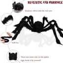 TEMOGU 2 Pack 6.6 Ft Halloween Decorations Giant Spiders Outdoor, Scary Black Spiders Fake Large Spiders Hairy Spider Props for Outside House Yard Lawn Indoor Home