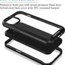 Compatible with iPhone 13 Case, iPhone 14 Case, Full Body Shockproof Protection Built-in Touch Sensitive Anti-Scratch Screen Protector Soft Edge Slim Cover for 14/13 6.1 Inch, Black/Clear