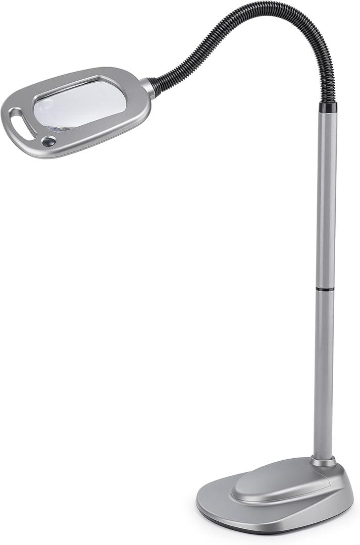 LIGHT IT! By Fulcrum, 20072-401 MultiFlex 12-LED Floor Magnifier Lamp, Silver, Single Pack
