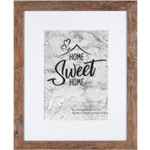 Califortree 8x10 Picture Frames - 5x7 Mat Included, Plexiglass, Wall/Tabletop Use, Rustic Brown