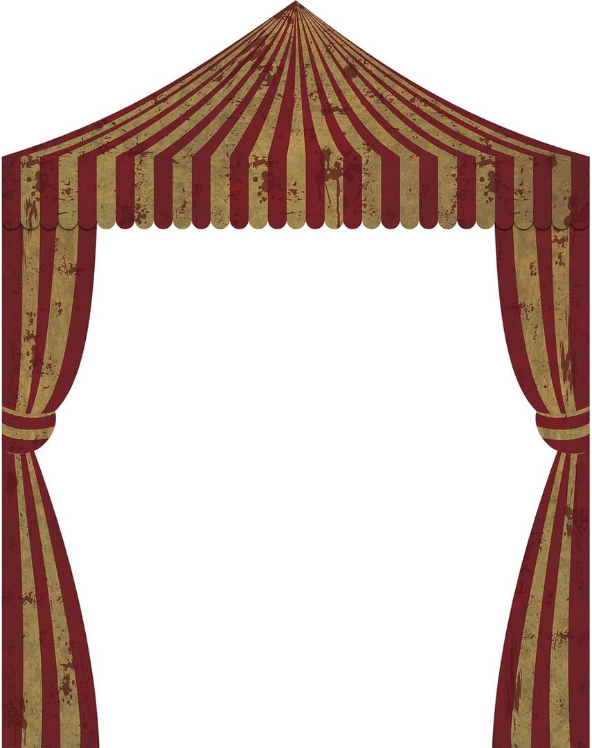 3 Pcs Carnival Party Decorations Halloween Awning Red and White Banner Circus Tent Concession Stand(Creepy Style)
