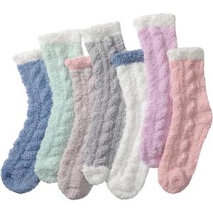 Slipper Socks Fuzzy Socks for Women Warm Fuzzy Socks Sleep Cozy socks Fluffy Socks Winter Cozy Socks for women (7 Pairs, Multicolor)