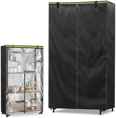 KONWLANG Waterproof Wire Shelf Covers（48Wx 18D x 72H inches） 600D Heavy Duty Dustproof Wire Rack Covers，Outdoor Storage Wire Shelf Covers,Outdoor Shelving Cover for Wire Shelves with Zipper(Black)