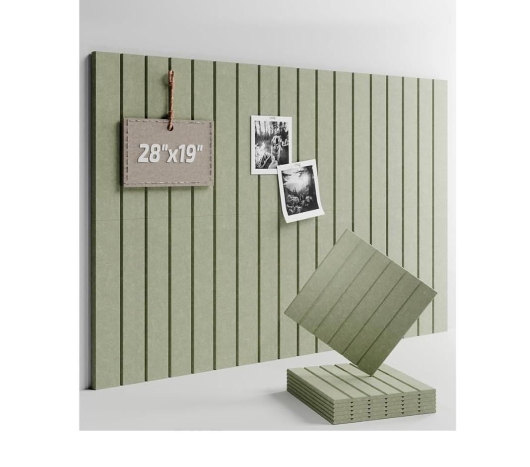 Felt Bulletin Board Tiles -28"x19" with 40 Adhesive Tabs, Small Slat Wall Alternative for Office Decor, Push Pin Board Wall Organizer 12 pcs