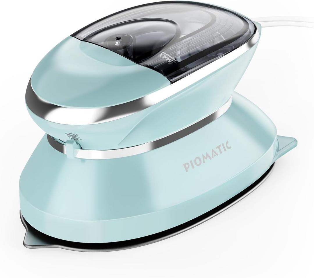 PIOMATIC Travel Iron Mini with Steam for Clothes with Dual Voltage, Portable Mini Ironing Machine with Non-Stick Soleplate, Small Iron for Sewing, Quilting and Handcraft