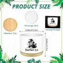 Funny Magical Cat Ceramic Succulent Cactus Flower Plant Pots with Bamboo Tray, 3.5 Inches Window Garden Cute Cat Planter Pot for Home Desk Decor Planter (No Plants)