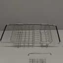 Fanbsy Small Dish Drainer Rack in Sink Adjustable, Expandable Stainless Steel Metal Dish Drying Rack Organizer with Stainless Steel Utensil Holder Over Inside Sink Counter, Rustproof(for 1-2 People)