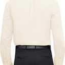 J.VER Men's Dress Shirts Stretch Stain Shield Long Sleeve Solid Formal Shirt Business Casual Button Down Shirts (Beige, S)