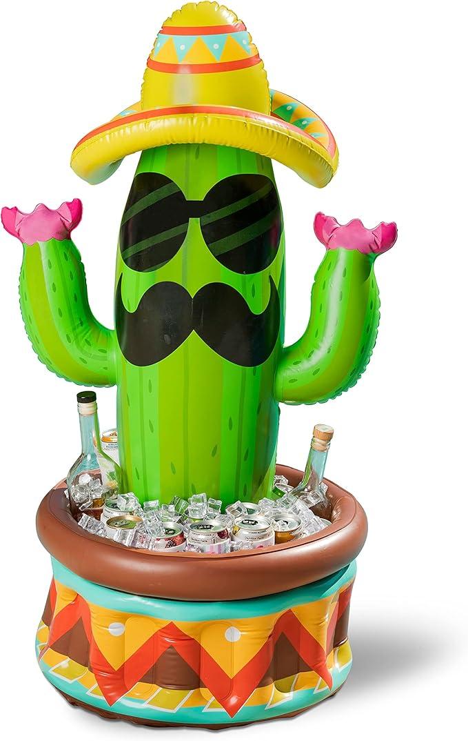JOYIN 43" Inflatable Cactus Cooler with Sombrero Hat for Fiesta, Cinco de Mayo Party Supplies, Inflatable Party Cooler, Pool Party Decoration