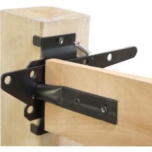 Heavy Duty Self-Locking Post Mount Automatic Gravity Lever Gate Latch for Wooden Fence with Fasteners - Black Finishing Steel Gate Latch to Secure Pool/Yard/Garden