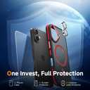 Magnetic 3 in 1 for iPhone 17 Case, [Omni-Directional Protection] with 1x Screen Protector + 1x Camera Cover, [Seamless Work with Magsafe] Translucent Protective Silm Phone Case for iPhone 17 Red