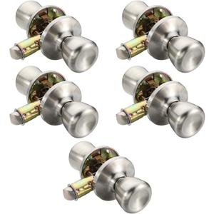 5 Set Mobile Home Door Knob Lock Set Mobile Interior Passage Door Knobs for Hall Closet Bed and Bath Handle Durable Metal Rust-Resistant & Easy to Install(Silver)