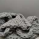Bigacogo Chunky Knit Throw Blanket for Couch, 40x60 inches, 100% Hand Knitted with Thick Jumbo Chenille Yarn, Cozy Soft Large Rope Knot Cable Crochet Blankets for Sofa Bed Living Room, Light Grey