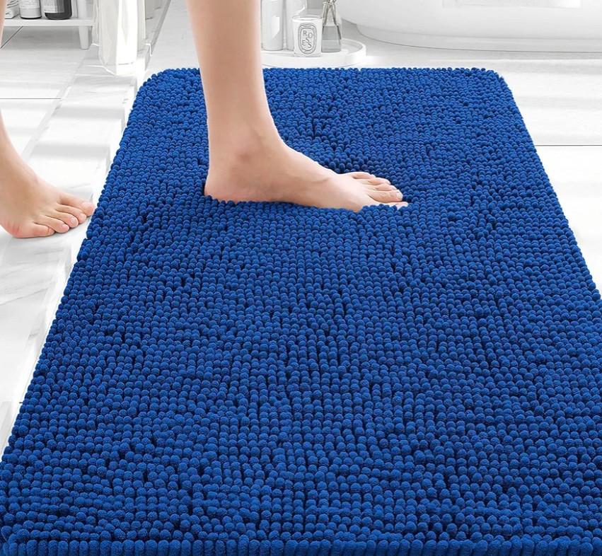 OLANLY Bathroom Rugs 30x20, Extra Soft Absorbent Chenille Bath Rugs, Rubber Backing Quick Dry, Machine Washable Bath Mats for Bathroom Floor, Tub and Shower, Home Decor Accessories, Royal Blue