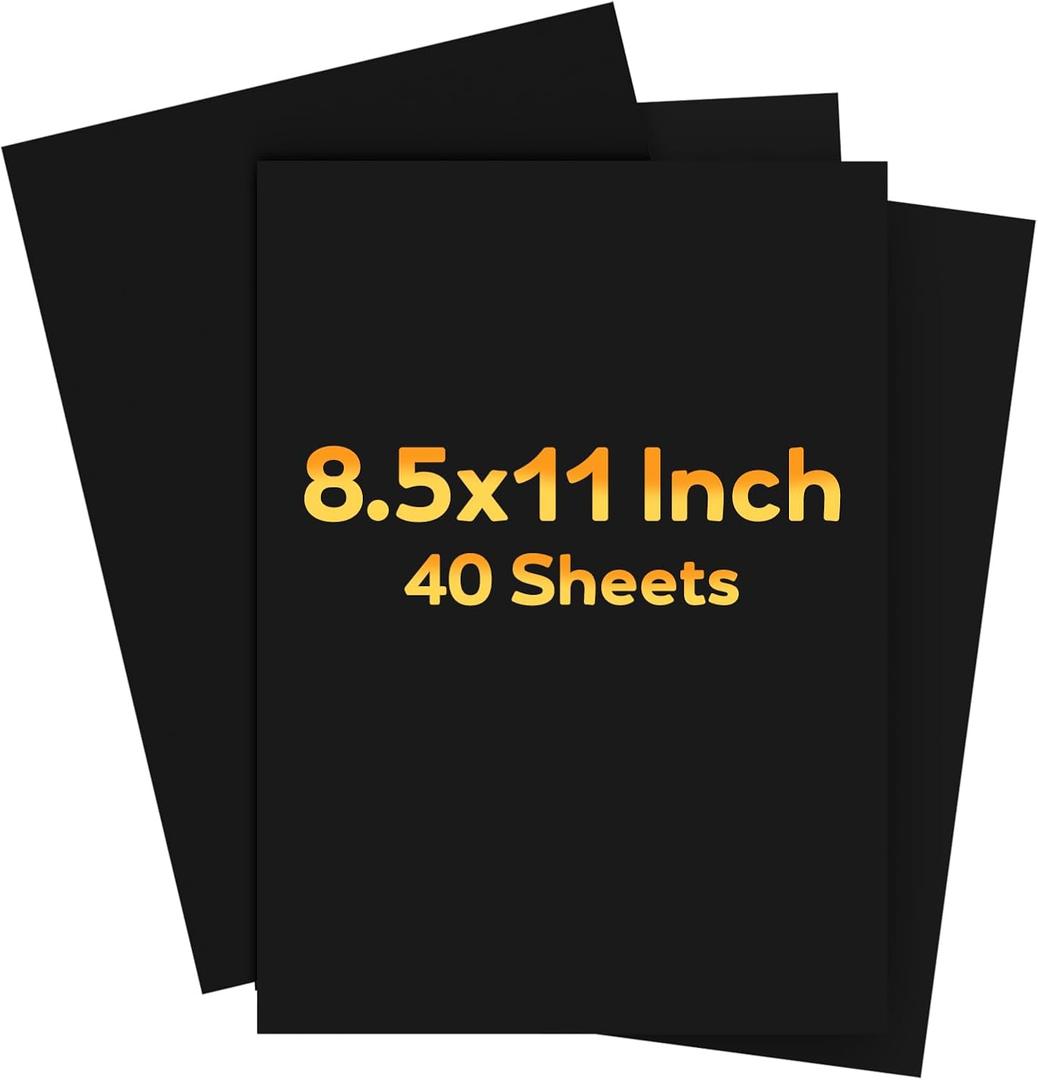 Black Cardstock 8.5 x 11 Card Stock Construction Paper,40 Sheets Black Paper CardStock for Invitations, Art, Drawing, Menus, DIY Card, Tags, Cards Making, Craft, Certificate, School, Office Printing
