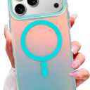 OOK Magnetic Color-Shifting Iridescent Case for iPhone 17 Pro Max, Blue | Compatible with MagSafe, Fluorescent Glitter Bling Shockproof Cover for Women & Girls