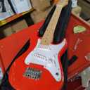 Vangoa 30 Inch Electric Guitar, Small Electric Guitar Starter Kit for Beginners with Digital Tuner, Capo, Strap, Strings, Cable, Picks, Wrenches Musical Electric Guitar Suitable for All Ages - Red