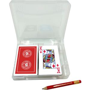Baron Barclay Two Decks of Jumbo Print ACBL Playing Cards in a Plastic Double Deck Box with Pencil