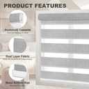 SEEYE Custom Size Cordless Zebra Blinds for Windows, 70% Shading Free-Stop Roller Shades, French Door Window Shades with Valance Easy to Install, Light Filtering Roller Blinds, 24" W x 83" H, Grey