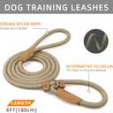 Durable Slip Leads for Dogs, Heavy Duty Strong Rope Slip Leash for Large, Medium Dogs No Pull Training Leashes (Khaki, 1/2" x 6 FT (30~120 lbs.))