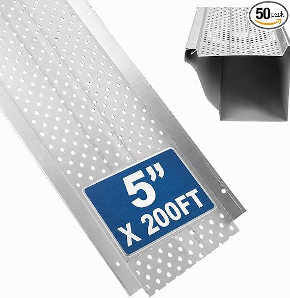 Elecoman Gutter Guard,5" Aluminum Leaf Filter Gutter Cover,50 PCS Total Length 200FT,Raptor Gutter Guards,Easy DIY Leaf Guards for Gutters Fits Any Roof or Gutter Type