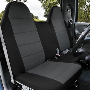 Fioqe 2PCS Double-Layer, Heavy-Duty Composite Fabric Front 60/40 Split Bench Highback Seat Cover for Ford Ranger 1998-2003，60/40 Split Bench Truck Seat Cover-Black