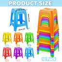 6 Pack Stackable Classroom Stools 18.9 Inch Plastic Nesting Stools Space Saving Portable Backless Bar Stool Flexible Seating Decorative Chairs for Students Home Office School Classroom (Colorful)