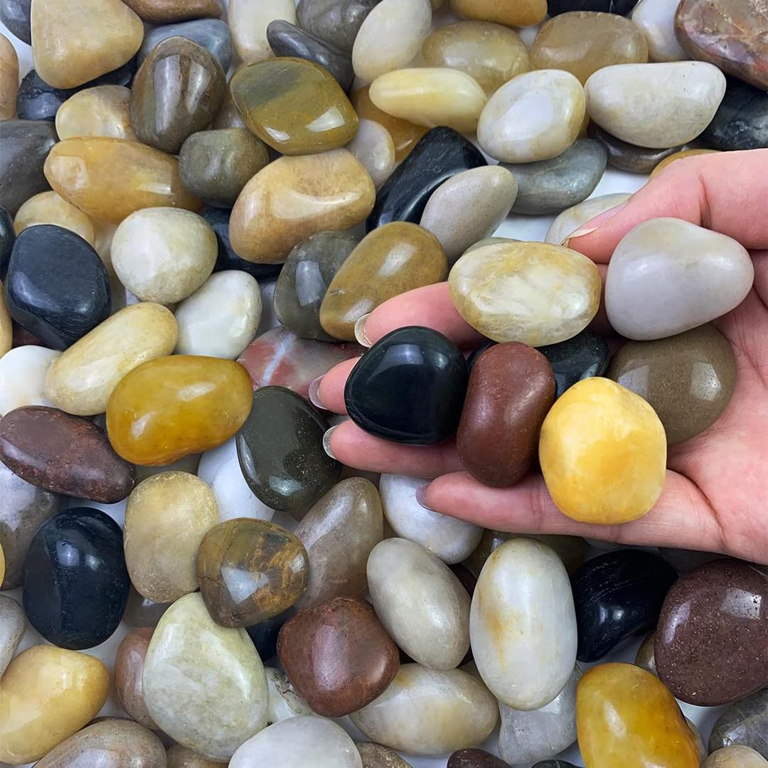 Small Pebbles for Plants, 5 LB Natural Smooth Colorful River Rocks Stones for Plant, Vase Fillers, Aquarium Gravel, Landscaping, DIY Craft Rocks and Outdoor Decorative Stones (0.8-1.2 Inch)