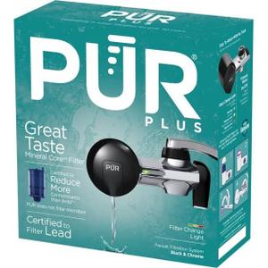 PUR Faucet Water Filter, PFM200B, Black and Chrome