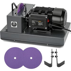 Lawn Mower Blade Sharpener 2/3HP 500W Lawnmower Bench Grinder with 7-Inch Ceramic Grinding Wheel, Extra 60-Grit Ceramic Sandpapers, and 30/40 Brackets for High/Low Lift, Gator & Flat Blades