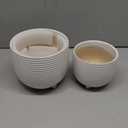 LE TAUCI Ceramic Plant Pots, 5.1 + 6.4 Inch Footed Pots for Plants, Modern Flower Pots for Home and Office, Indoor Planters with Drainage, Reactive Glaze White