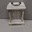 Rustic White Distressed Wood Mantel Clock, Silent Quartz Roman-Numeral Shelf/Fireplace Table Clock for Living Room & Home Dcor