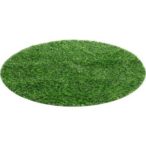 PRETYZOOM Artificial Grass Tablecloth, 19.6'' Round Glass Table Mat with Non-Slip Base, Plastic Green Turf for Balcony, Patio, Wedding Tabletop Faux Grass Mat Decoration
