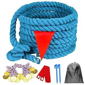 20 Feet Tug of War Rope for Kids and Adults, Outdoor Games Summer Outdoors Yard Backyard Camping Lawn Game for Field Day Family Reunion Birthday Party Team Building Activities Carnival Games