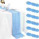 6 Pack Cheesecloth Table Runner 20 x 120 Inch Baby Blue Boho Gauze Cheese Cloth Table Runners 10 FT Long Rustic Sheer Table Decorations for Wedding Party Baby Bridal Shower Birthday Holiday Home
