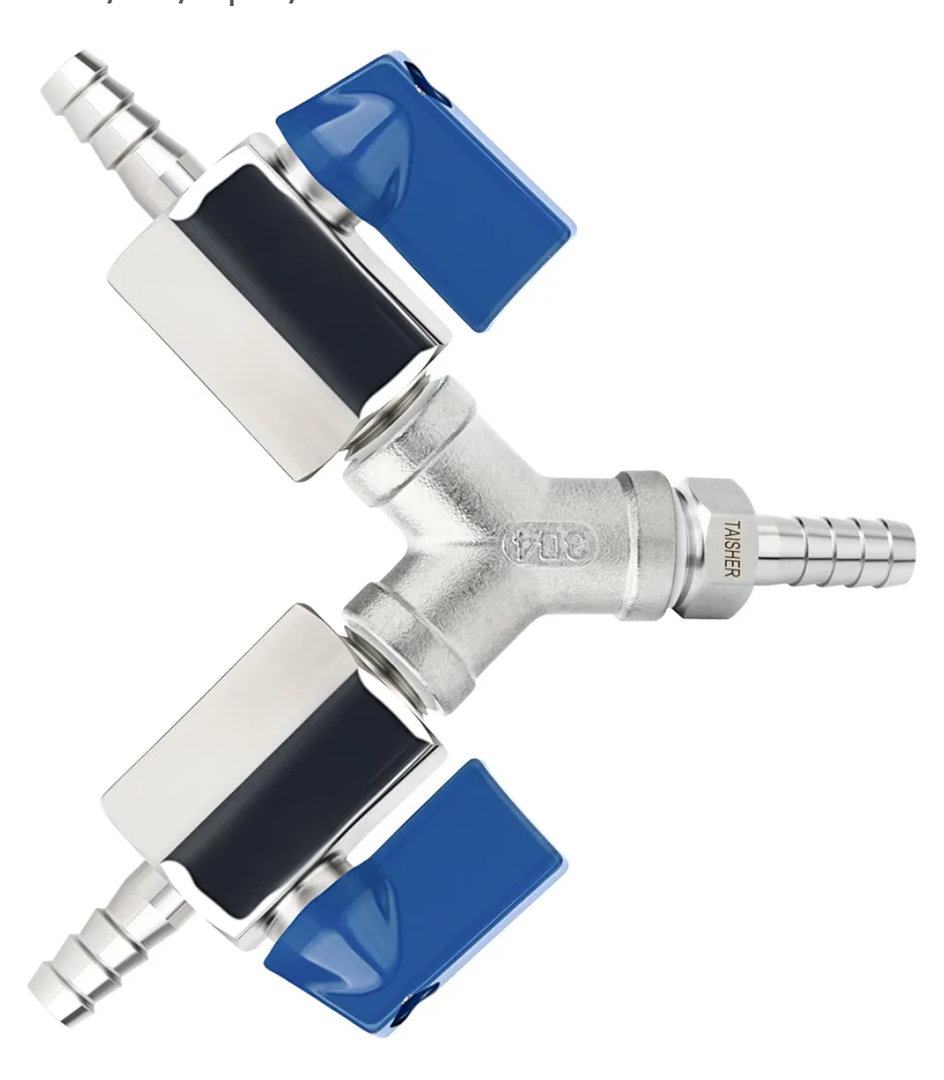 TAISHER 304 Stainless Steel 3 Way Shut Off Ball Valve，3/8" Hose Barb 2 Switch Y Shaped Valve for Fuel/AIR/Lquid/Gas
