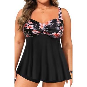 Aqua Eve Plus Tankini Tops for Women Only Swimwear Top Bathing Suits Flowy Swimsuit Top 20W, Pink Flower