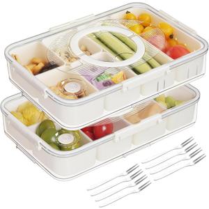 Upgraded Stackable Snackle Box Container, BPA-Free 14 Compartment Snackle Box Organizer with 2 Lids, Dishwasher & Microwave Safe Reusable Snacklebox for Fruits, Veggies, Charcuterie and Snacks, 2Pack Upgraded Stackable Snackle Box Container, BPA-Free 14 Compartment Snackle Box Organizer with 2 Lids, Dishwasher & Microwave Safe Reusable Snacklebox for Fruits, Veggies, Charcuterie and Snacks, 2Pack
