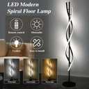 Modern Spiral Floor Lamp for Living Room, 30W Dimmable Led Corner Floor Lamp with Remote Control, 53 Inch Black Floor Lamps 3 Color Tall Corner Reading Lamp Standing Floor Lamps for Bedroom