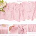 10 Pack Light Pink Cheesecloth Table Runner 6FT Boho Gauze Fabric Table Runner Vintage Rustic Sheer Runners for Wedding Party Bridal Baby Shower Long Table Decorations