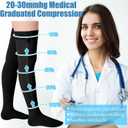 Sosation Thigh High Zipper Compression Socks 20-30 mmHg Zipper Compression Stockings Thigh High for Women Men Swelling Edema (Black, XL)
